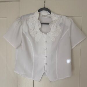 Vintage White Short Sleeve Blouse